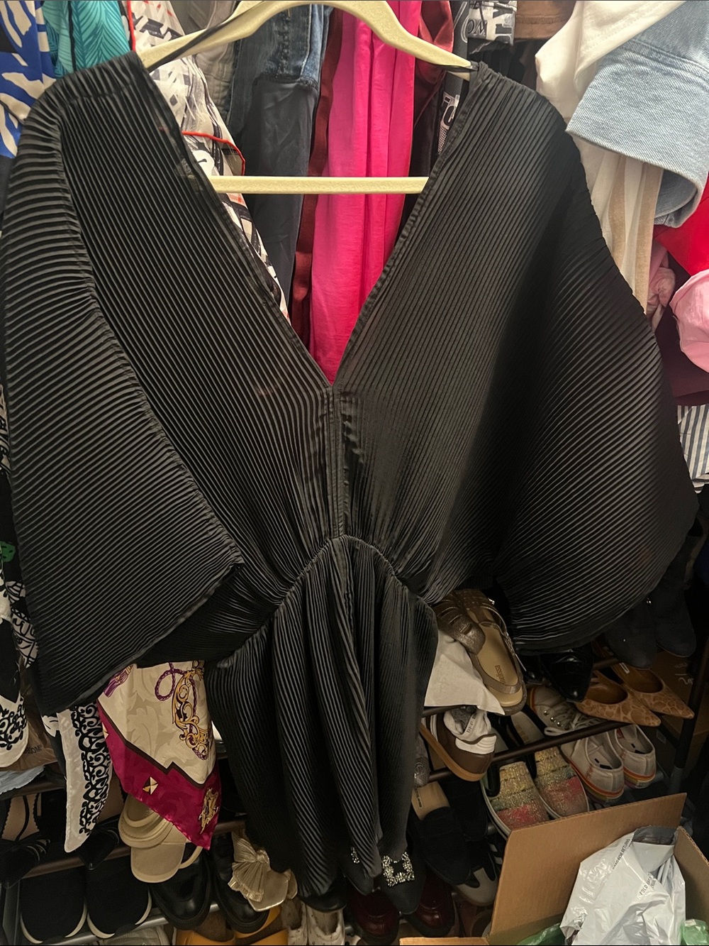 Flying Tomato Black Pleated romper